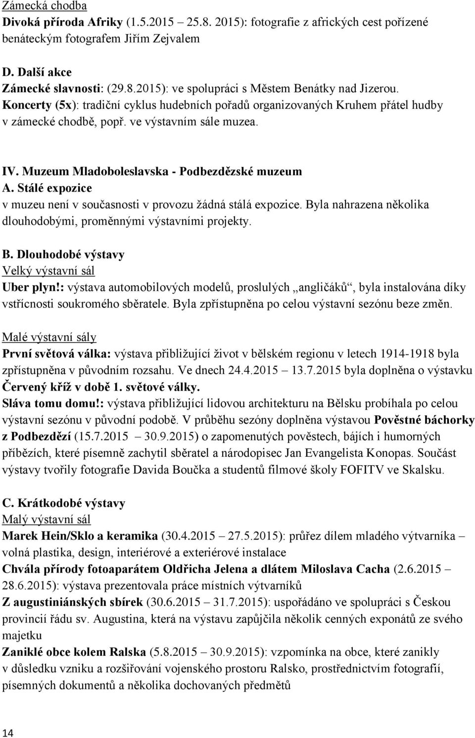 Stálé expozice v muzeu není v současnosti v provozu žádná stálá expozice. Byla nahrazena několika dlouhodobými, proměnnými výstavními projekty. B. Dlouhodobé výstavy Velký výstavní sál Uber plyn!