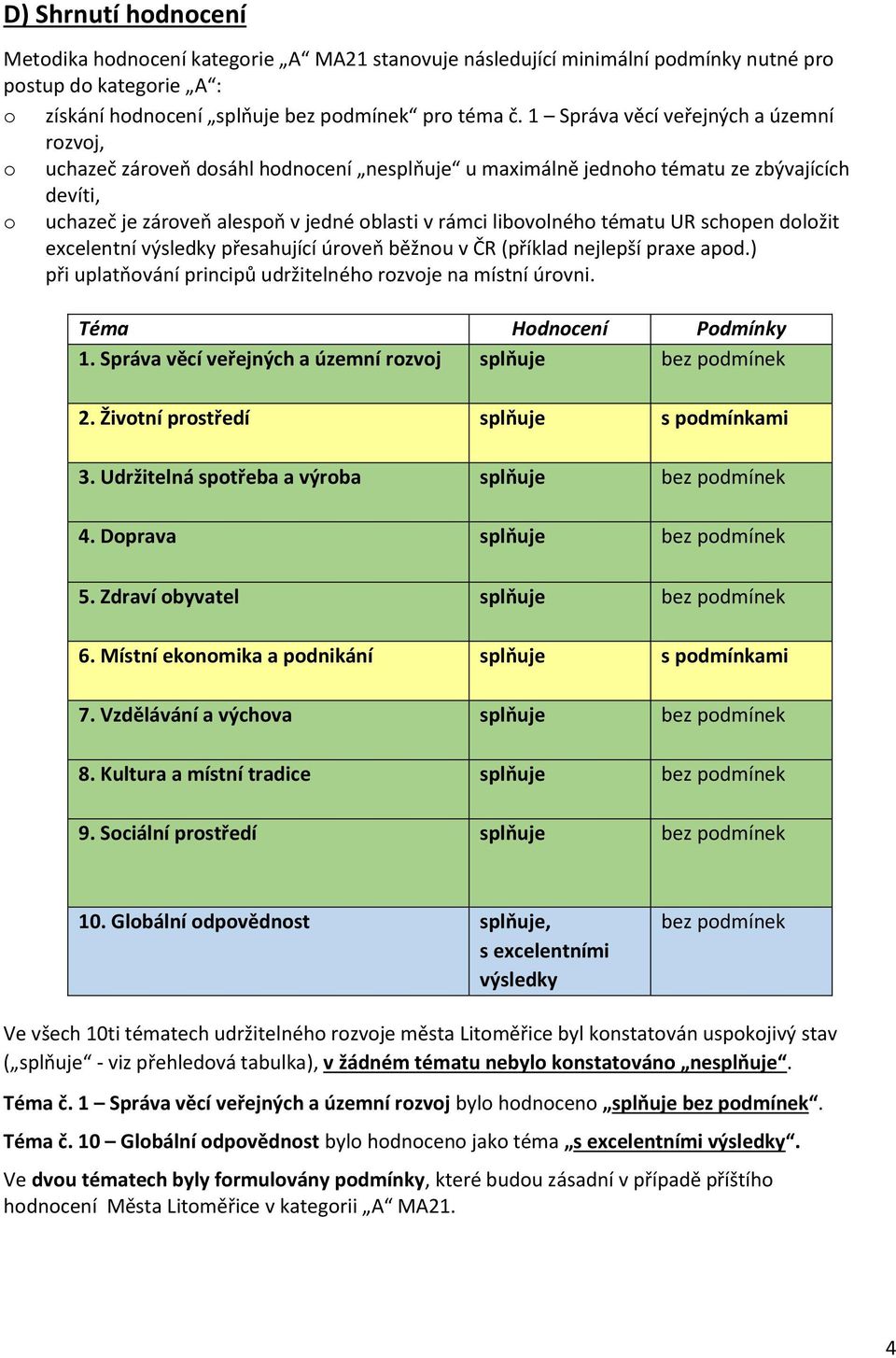 libovolného tématu UR schopen doložit excelentní výsledky přesahující úroveň běžnou v ČR (příklad nejlepší praxe apod.) při uplatňování principů udržitelného rozvoje na místní úrovni.