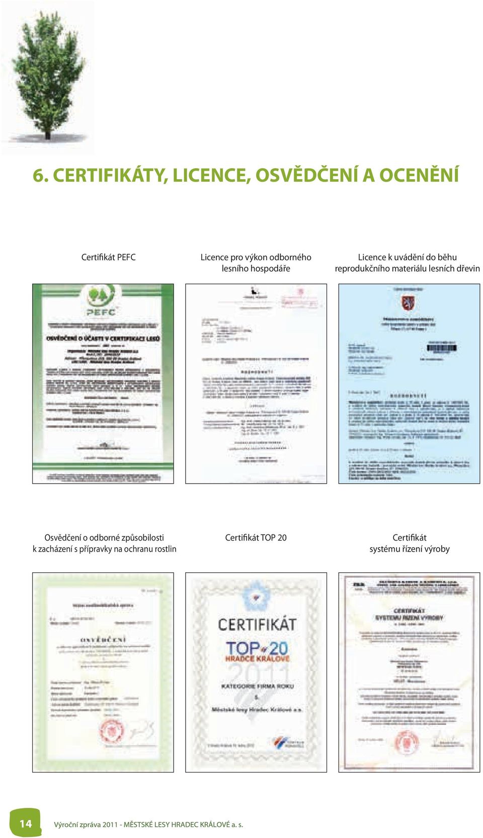 materiálu lesních dřevin Osvědčení o odborné způsobilosti Certifikát TOP 20