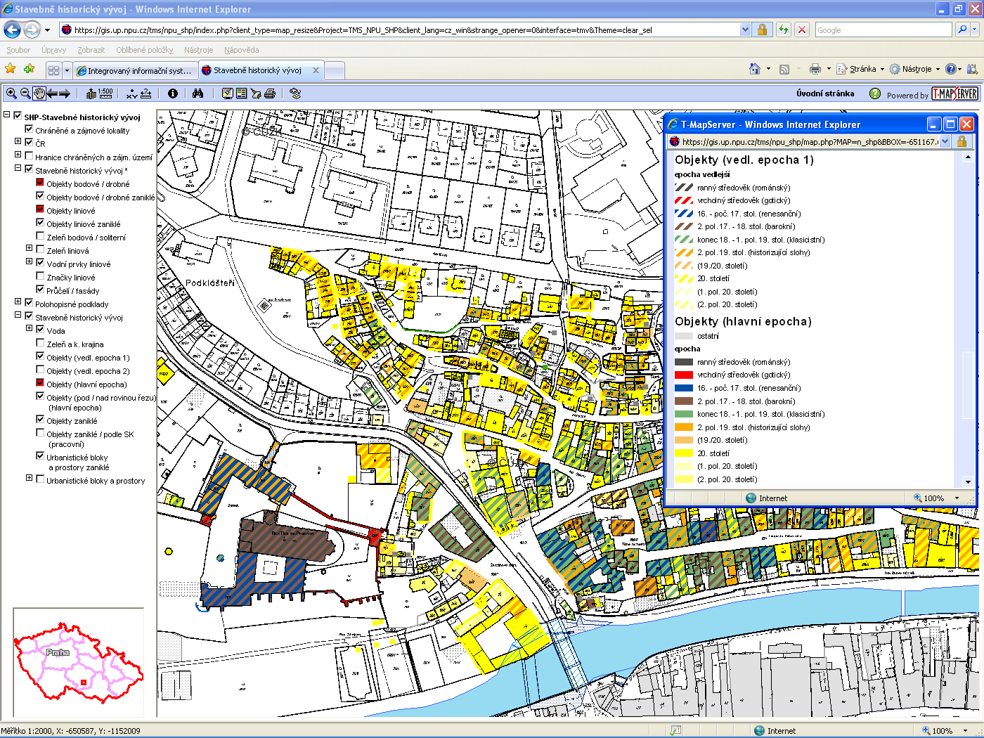 - SHP - Stavebně historický vývoj mapový projekt určený pro odborné pracovníky NPÚ.
