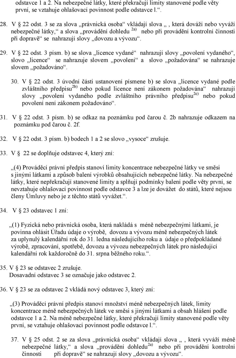 vývozu. 29. V 22 odst. 3 písm. b) se slova licence vydané nahrazují slovy povolení vydaného, slovo licence se nahrazuje slovem povolení a slovo požadována se nahrazuje slovem požadováno. 30.