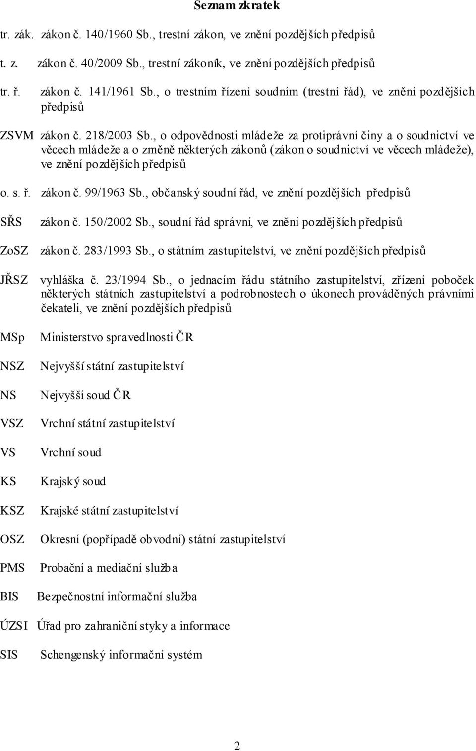 , o odpovědnosti mládeže za protiprávní činy a o soudnictví ve věcech mládeže a o změně některých zákonů (zákon o soudnictví ve věcech mládeže), ve znění pozdějších předpisů o. s. ř. zákon č.
