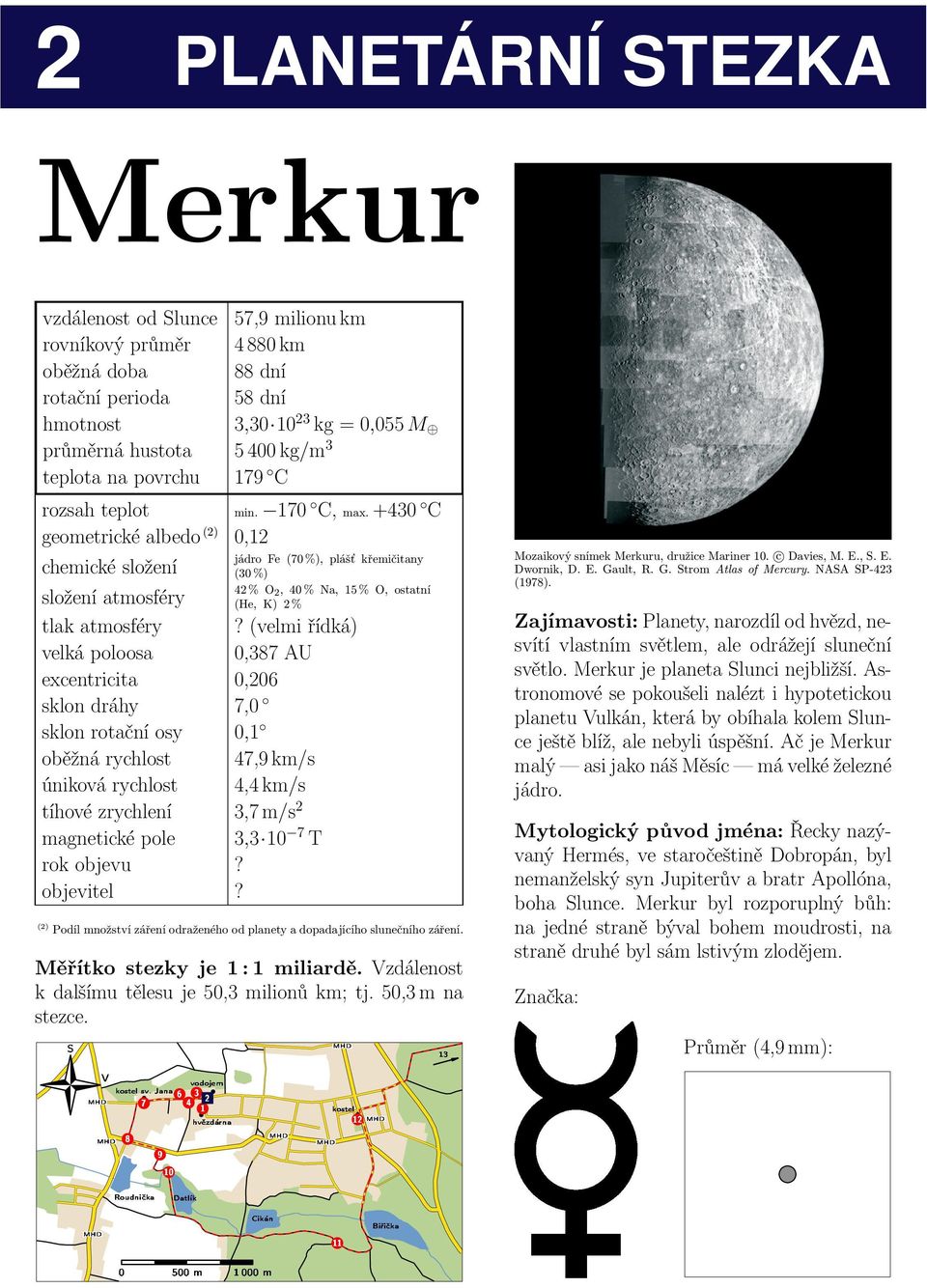 +430 C geometrickéalbedo (2) 0,12 jádro Fe (70%), plášť křemičitany (30%) 42% O 2, 40% Na, 15% O, ostatní (He, K) 2% složení atmosféry tlak atmosféry?