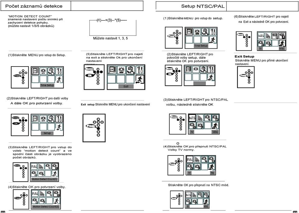 Můţete nastavit 1, 3, 5 (1)Stiskněte MENU pro vstup do Setup.