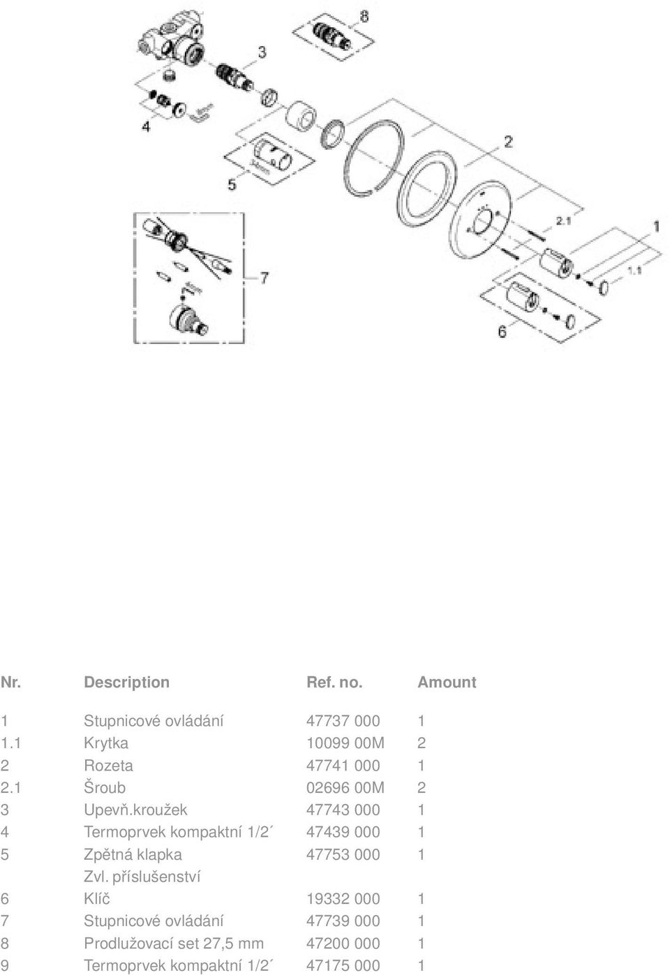 kroužek 47743 000 1 4 Termoprvek kompaktní 1/2 47439 000 1 5 Zpětná klapka 47753 000 1 Zvl.