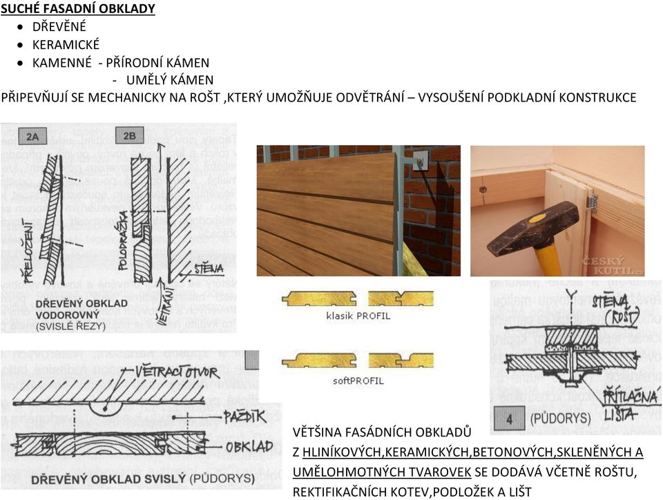 KONSTRUKCE VĚTŠINA FASÁDNÍCH OBKLADŮ Z