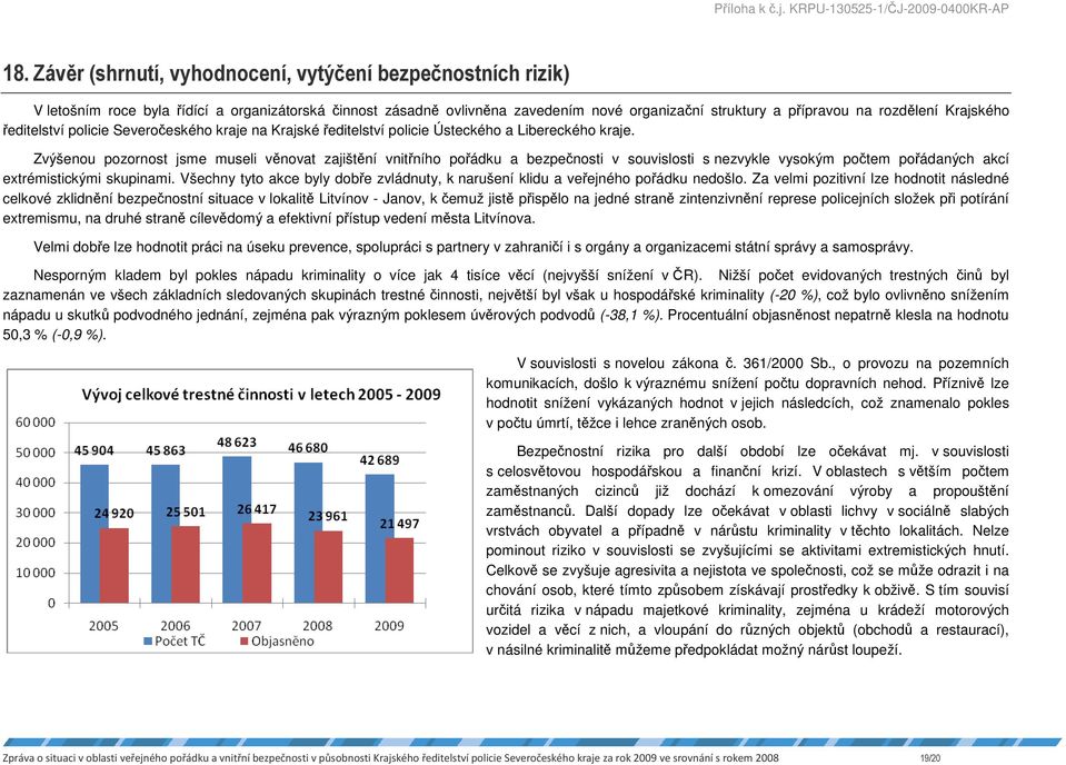 Zvýšenou pozornost jsme museli věnovat zajištění vnitřního pořádku a bezpečnosti v souvislosti s nezvykle vysokým počtem pořádaných akcí extrémistickými skupinami.