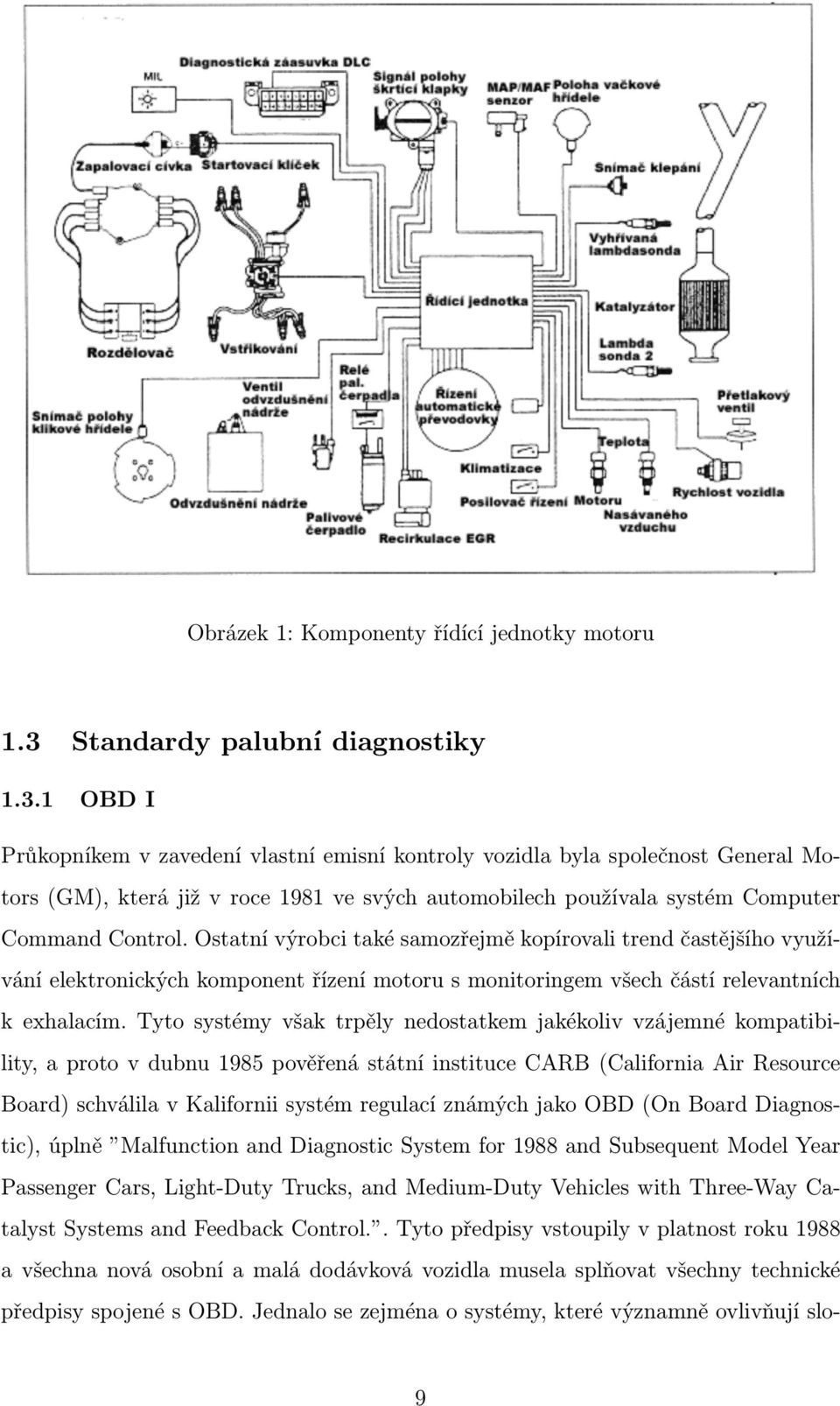 1 OBD I Průkopníkem v zavedení vlastní emisní kontroly vozidla byla společnost General Motors (GM), která již v roce 1981 ve svých automobilech používala systém Computer Command Control.