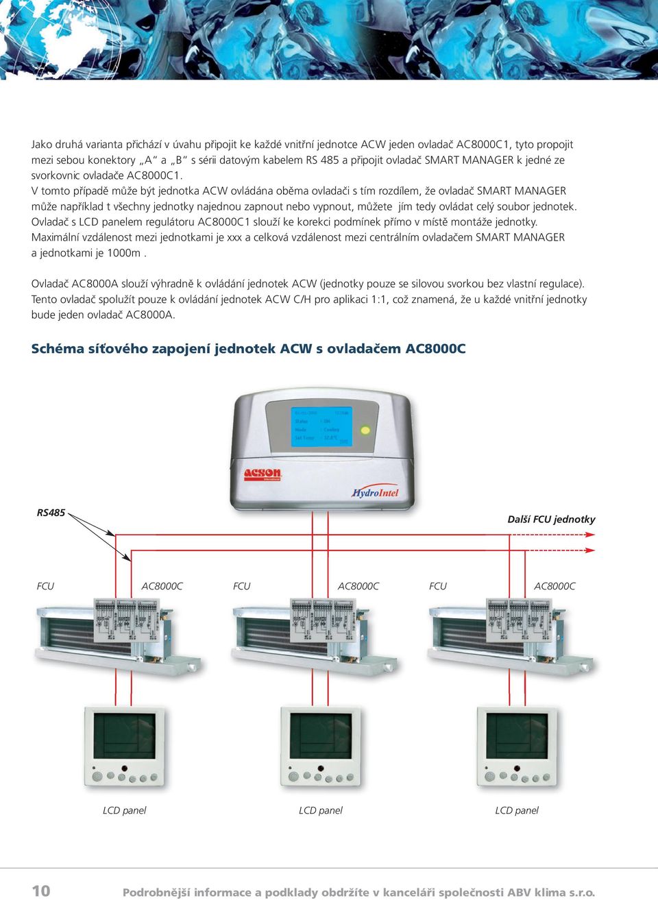 V tomto případě může být jednotka ACW ovládána oběma ovladači s tím rozdílem, že ovladač SMART MANAGER může například t všechny jednotky najednou zapnout nebo vypnout, můžete jím tedy ovládat celý