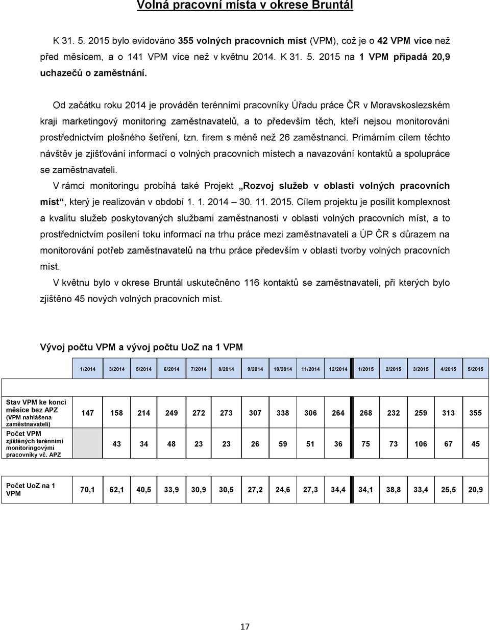 plošného šetření, tzn. firem s méně neţ 26 zaměstnanci. Primárním cílem těchto návštěv je zjišťování informací o volných pracovních místech a navazování kontaktů a spolupráce se zaměstnavateli.