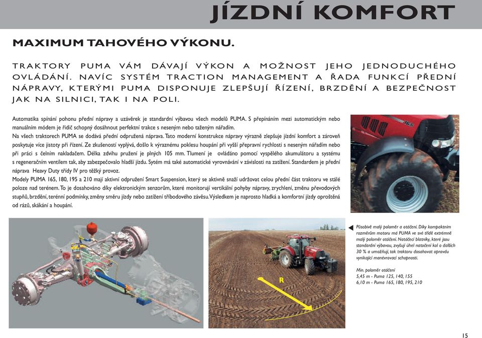 Automatika spínání pohonu přední nápravy a uzávěrek je standardní výbavou všech modelů PUMA.