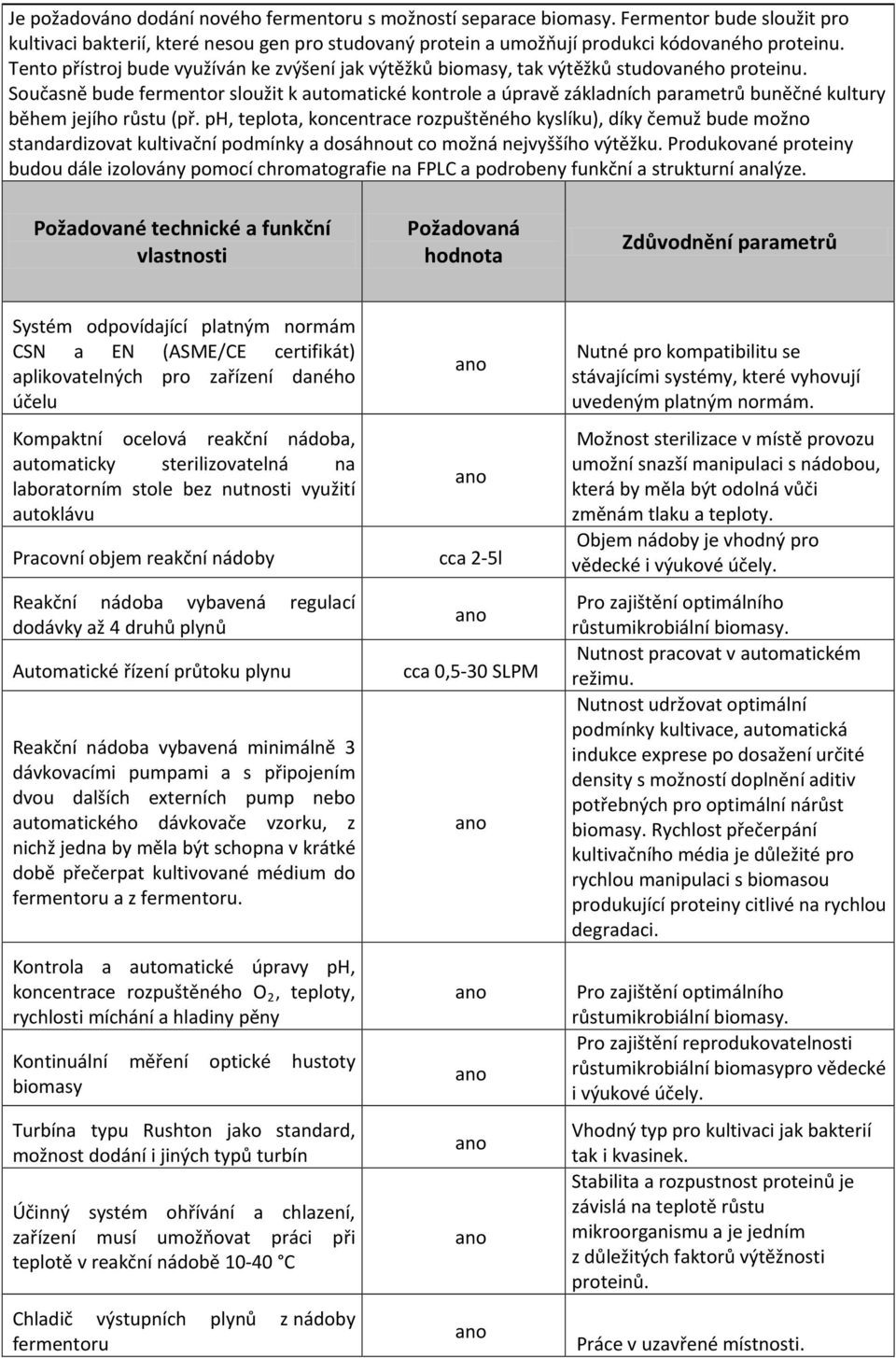 Současně bude fermentor sloužit k automatické kontrole a úpravě základních parametrů buněčné kultury během jejího růstu (př.