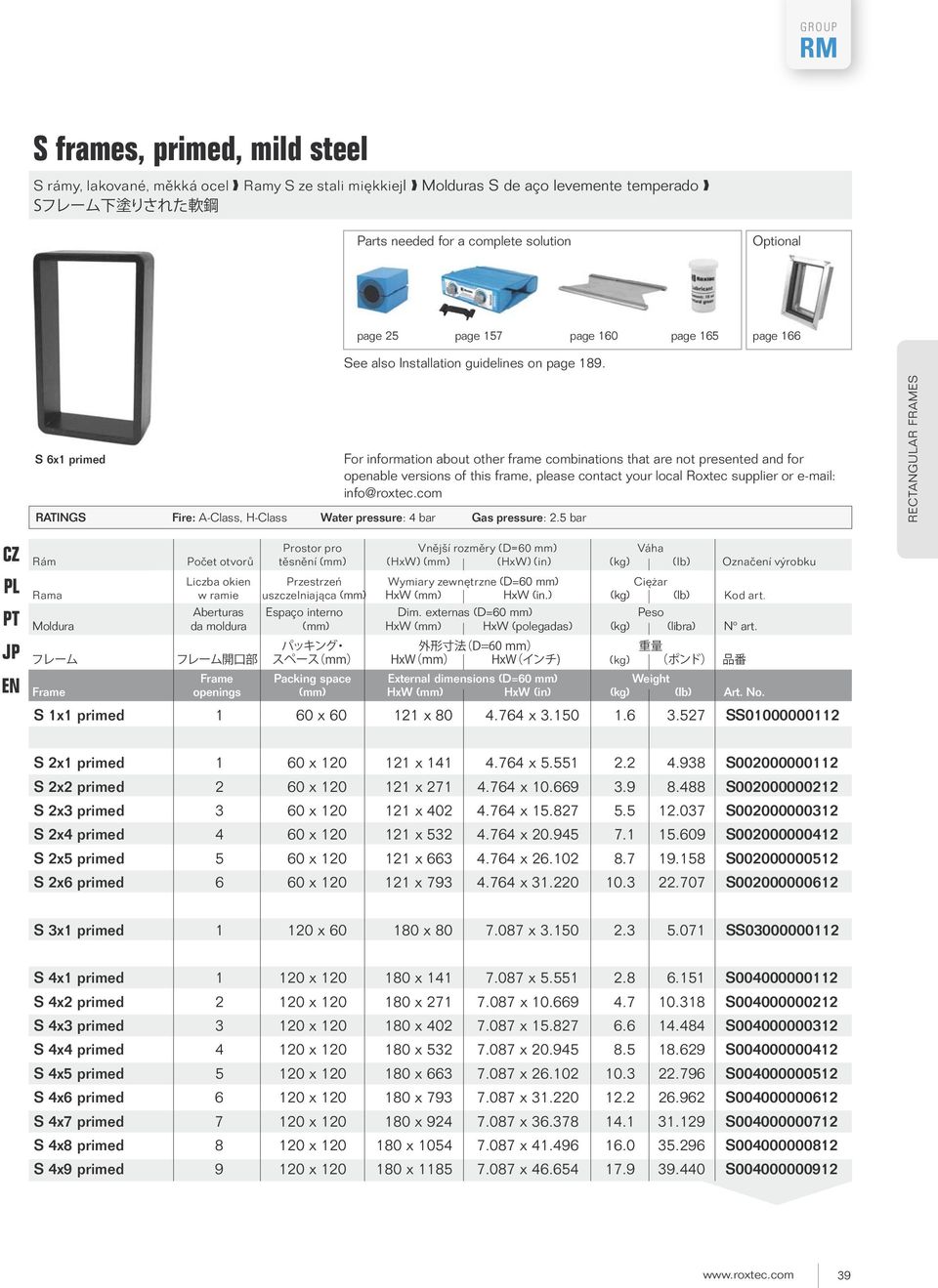 5 bar For information about other frame combinations that are not presented and for openable versions of this frame, please contact your local Roxtec supplier or e-mail: info@roxtec.