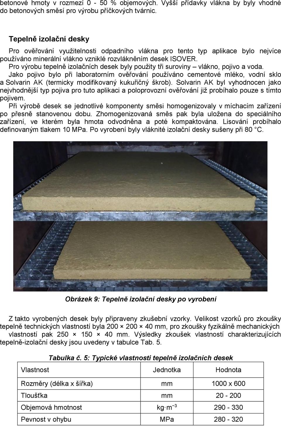 Pro výrobu tepelně izolačních desek byly použity tři suroviny vlákno, pojivo a voda.