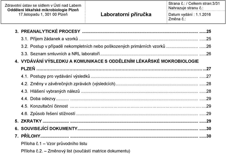 ..... 28 4.3. Hlášení vybraných nálezů...... 28 4.4. Doba odezvy......... 29 4.5. Konzultační činnost... 29 4.6. Způsob řešení stížností...... 29 5. ZKRATKY......... 29 6.