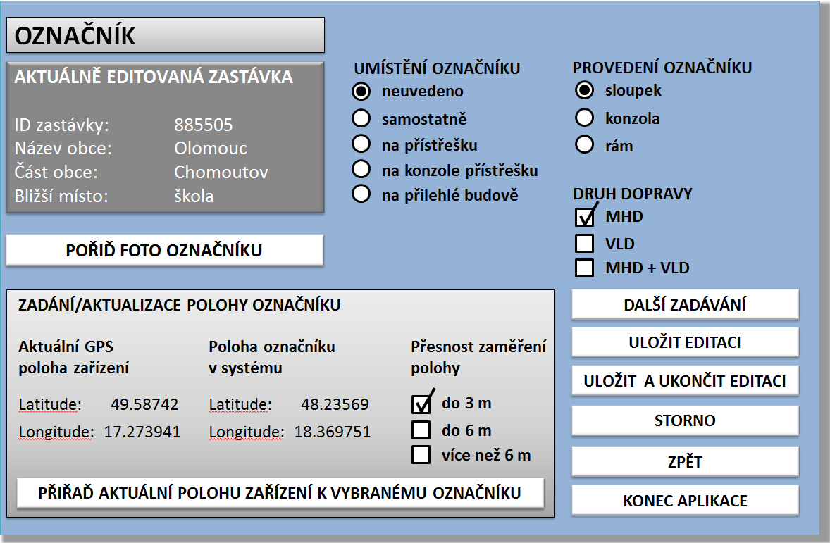 ZPŮSOB SBĚRU DAT O SÍTI VD - APLIKACE pro sběr statických objektů dopravní sítě v terénu určena pro tablety komfortní, rychlá a přehledná práce využívají ji pracovníci dopravců i KIDSOK před terénním