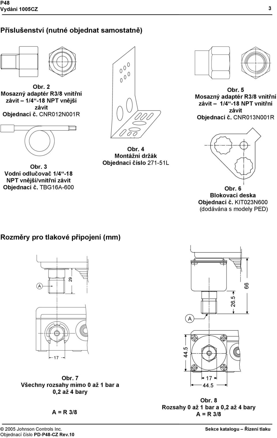 3 Vodní odlučovač 1/4-18 NPT vnější/vnitřní závit Objednací č. TBG16A-600 Obr. 4 Montážní držák Objednací číslo 271-51L Obr.