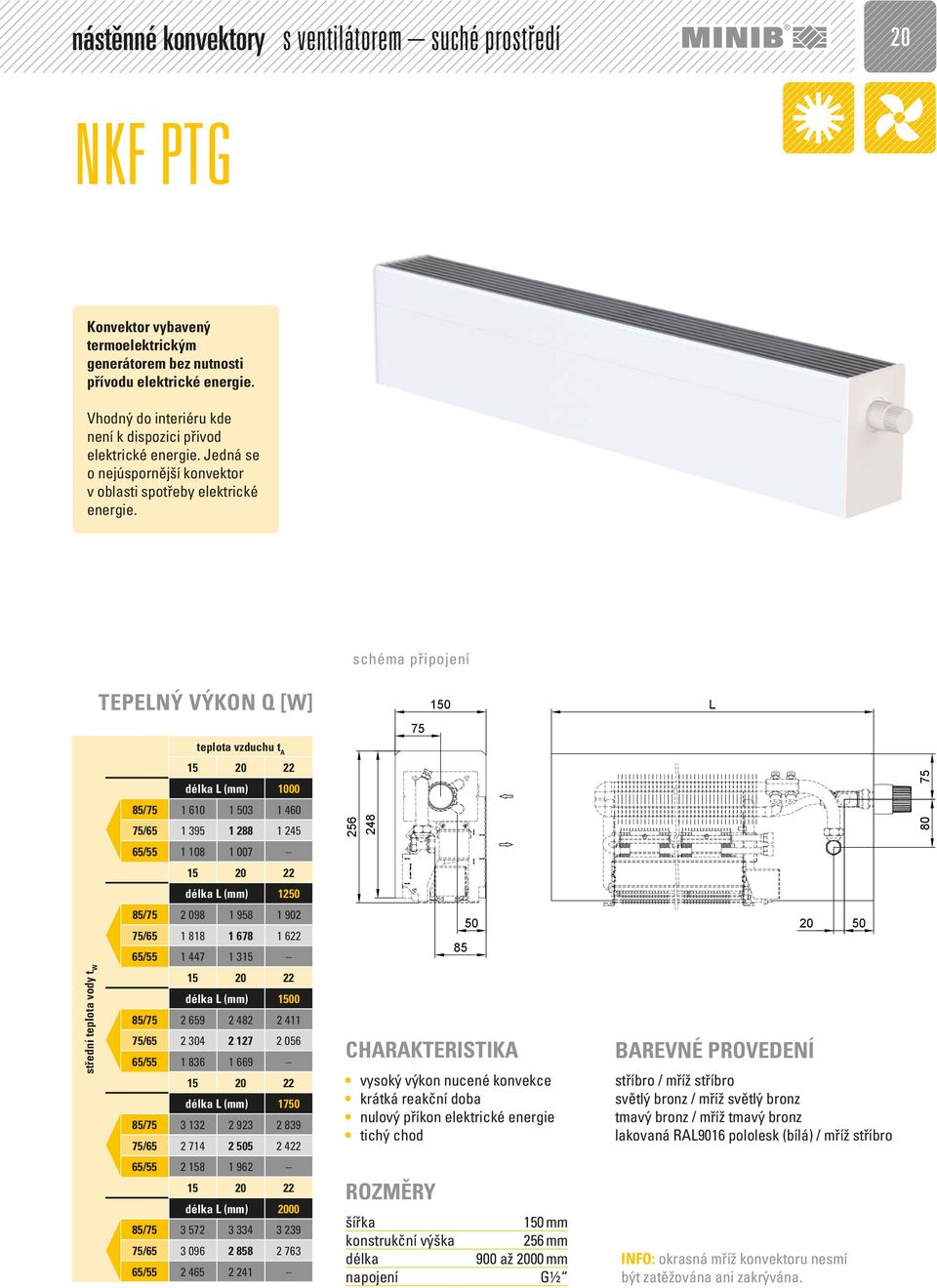 tepelný výkon q [W] 75 1 teplota vzduchu t A (mm) 1000 75 85/75 1 610 1 3 1 460 75/65 1 395 1 288 1 245 256 248 80 65/55 1 108 1 007 (mm) 12 85/75 2 098 1 958 1 902 75/65 1 818 1 678 1 622 65/55 1