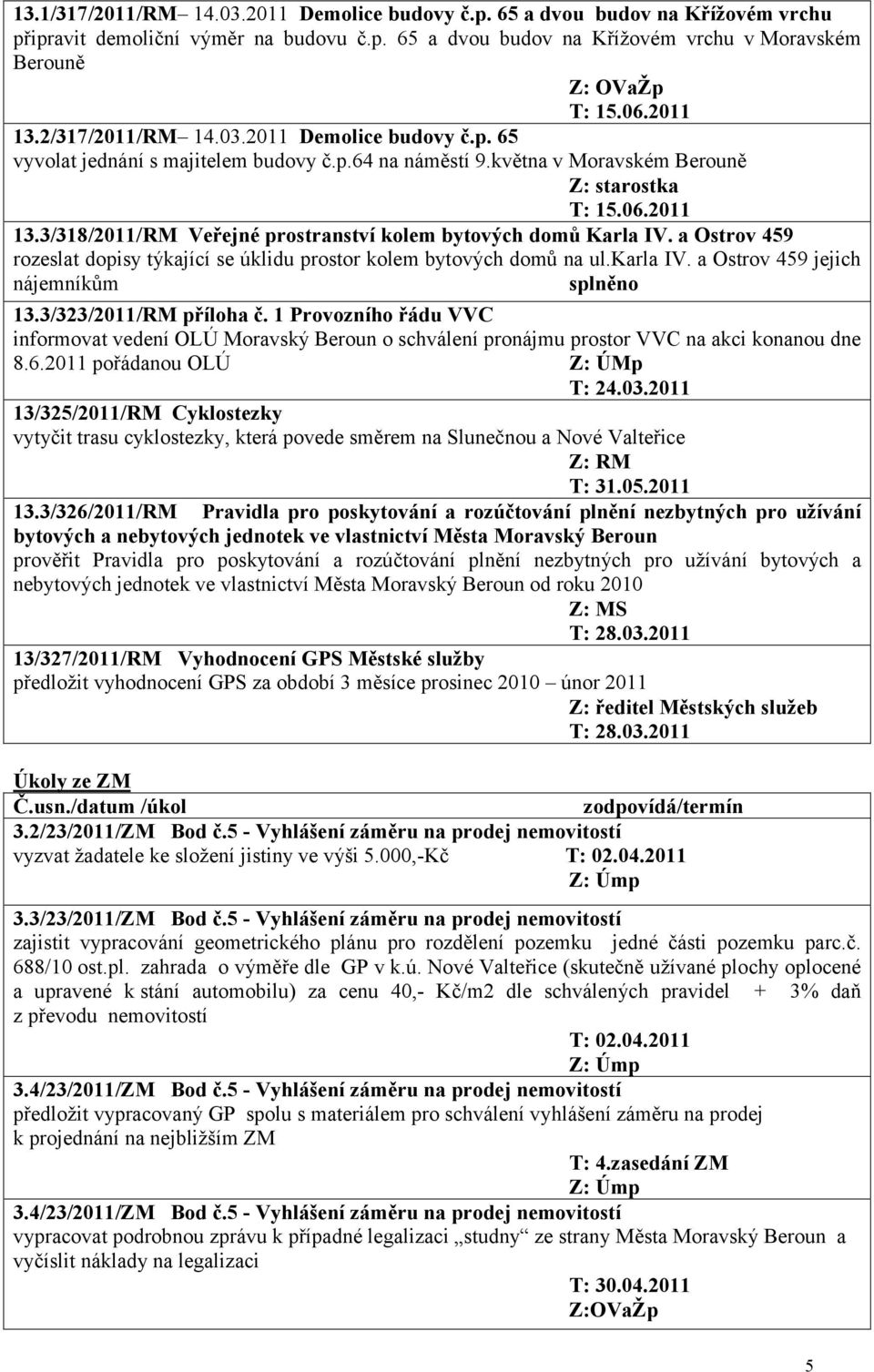 a Ostrov 459 rozeslat dopisy týkající se úklidu prostor kolem bytových domů na ul.karla IV. a Ostrov 459 jejich nájemníkům 13.3/323/2011/RM příloha č.