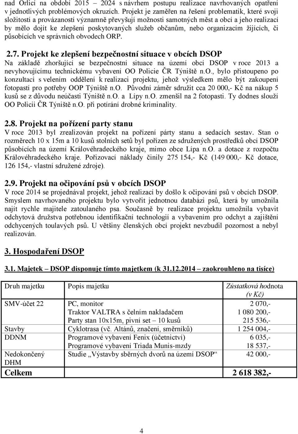 občanům, nebo organizacím žijících, či působících ve správních obvodech ORP. 2.7.