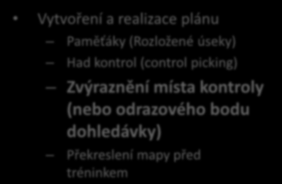 1. Tréninky na identifikaci orientačních bodů a vytvoření plánu ODRAZOVÝ BOD Nápověda