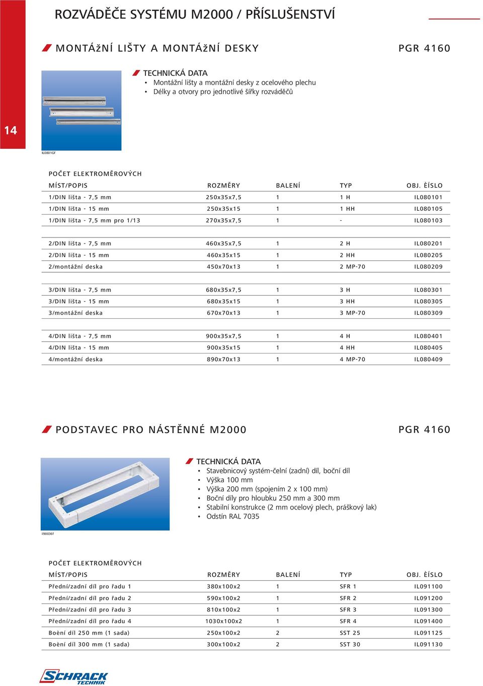 ÈÍSLO 1/DIN lišta - 7,5 mm x35x7,5 1 1 H IL080101 1/DIN lišta - 15 mm x35x15 1 1 HH IL080105 1/DIN lišta - 7,5 mm pro 1/13 270x35x7,5 1 - IL080103 2/DIN lišta - 7,5 mm 460x35x7,5 1 2 H IL080201 2/DIN