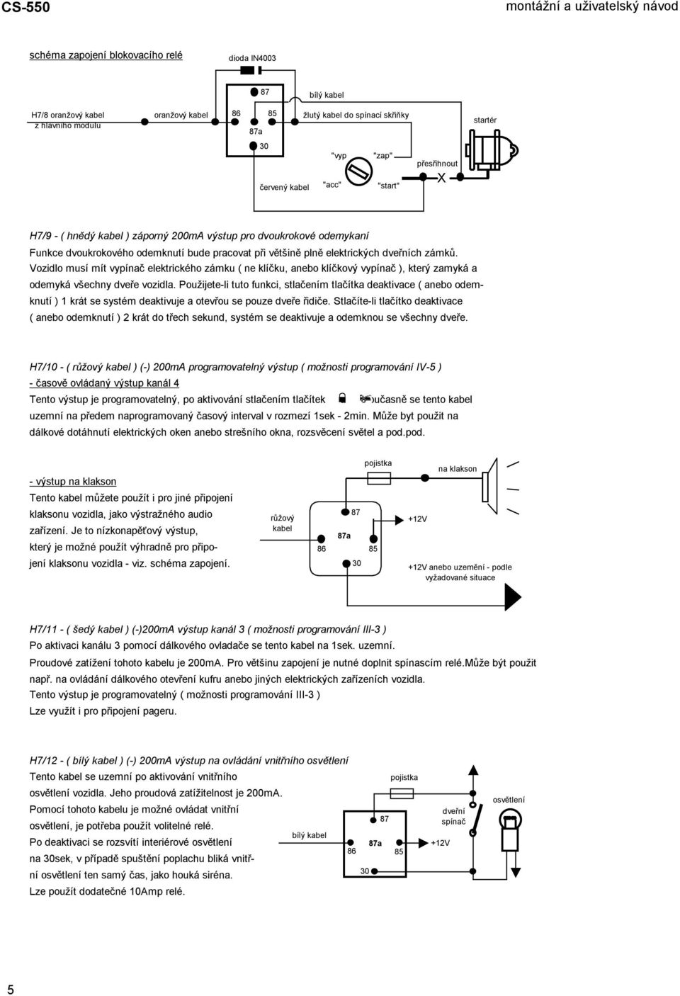 Vozidlo musí mít vypínač elektrického zámku ( ne klíčku, anebo klíčkový vypínač ), který zamyká a odemyká všechny dveře vozidla.