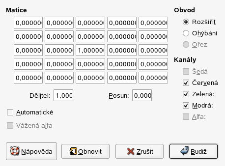 KAPITOLA 10. FILTRY 10.7. OBECNÉ FILTRY 10.6.7.2. Volby Náhled Nastavení parametrů filtru se interaktivně zobrazují v náhledu. Pomocí posuvníků můžete přesouvat náhled do jiných částí obrázku.