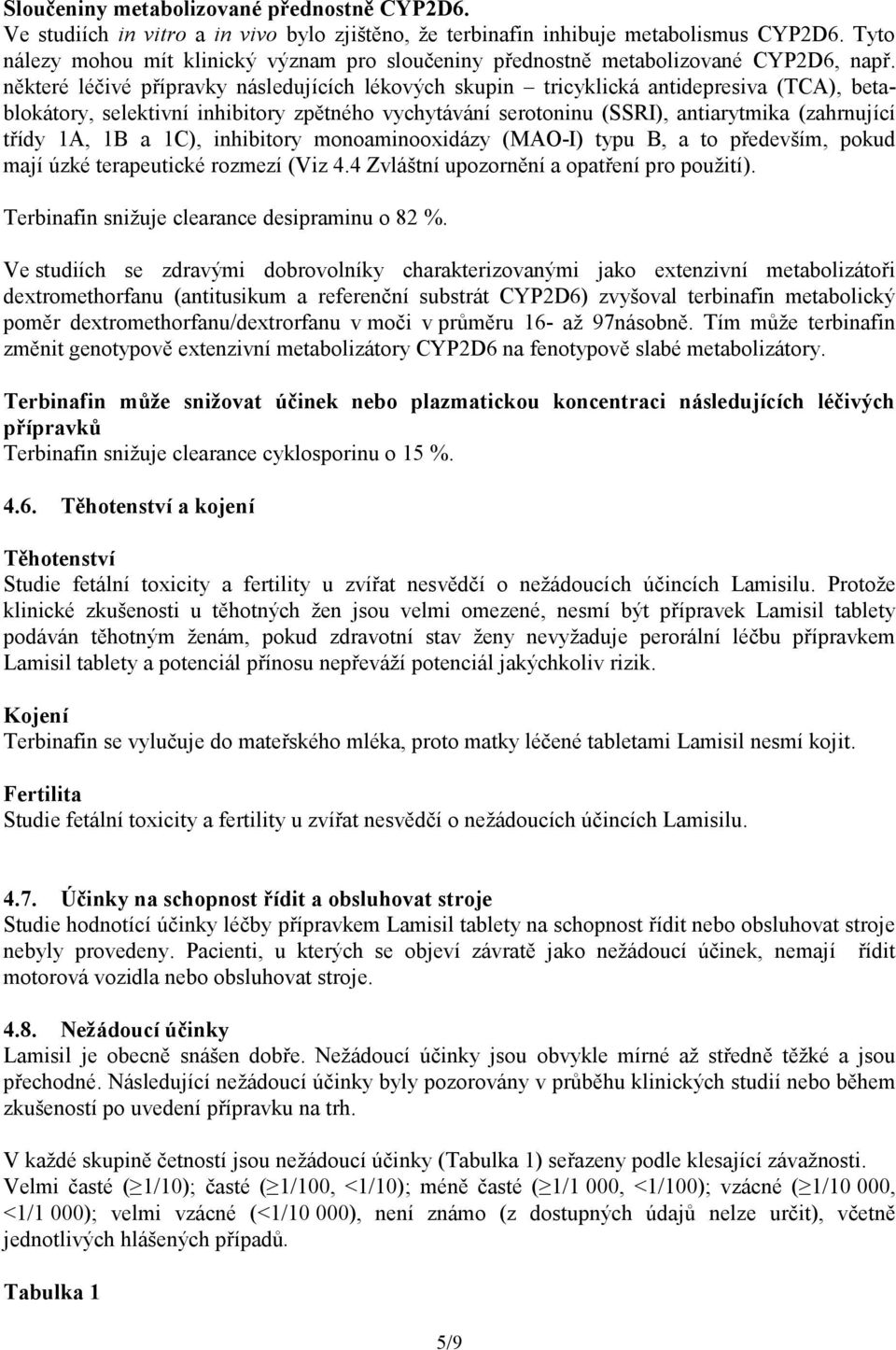 některé léčivé přípravky následujících lékových skupin tricyklická antidepresiva (TCA), betablokátory, selektivní inhibitory zpětného vychytávání serotoninu (SSRI), antiarytmika (zahrnující třídy 1A,