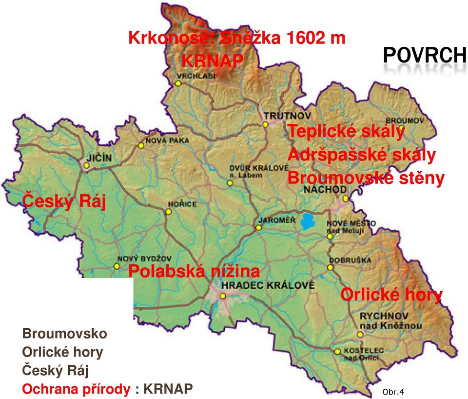 stěny Polabská nížina Broumovsko Orlické hory