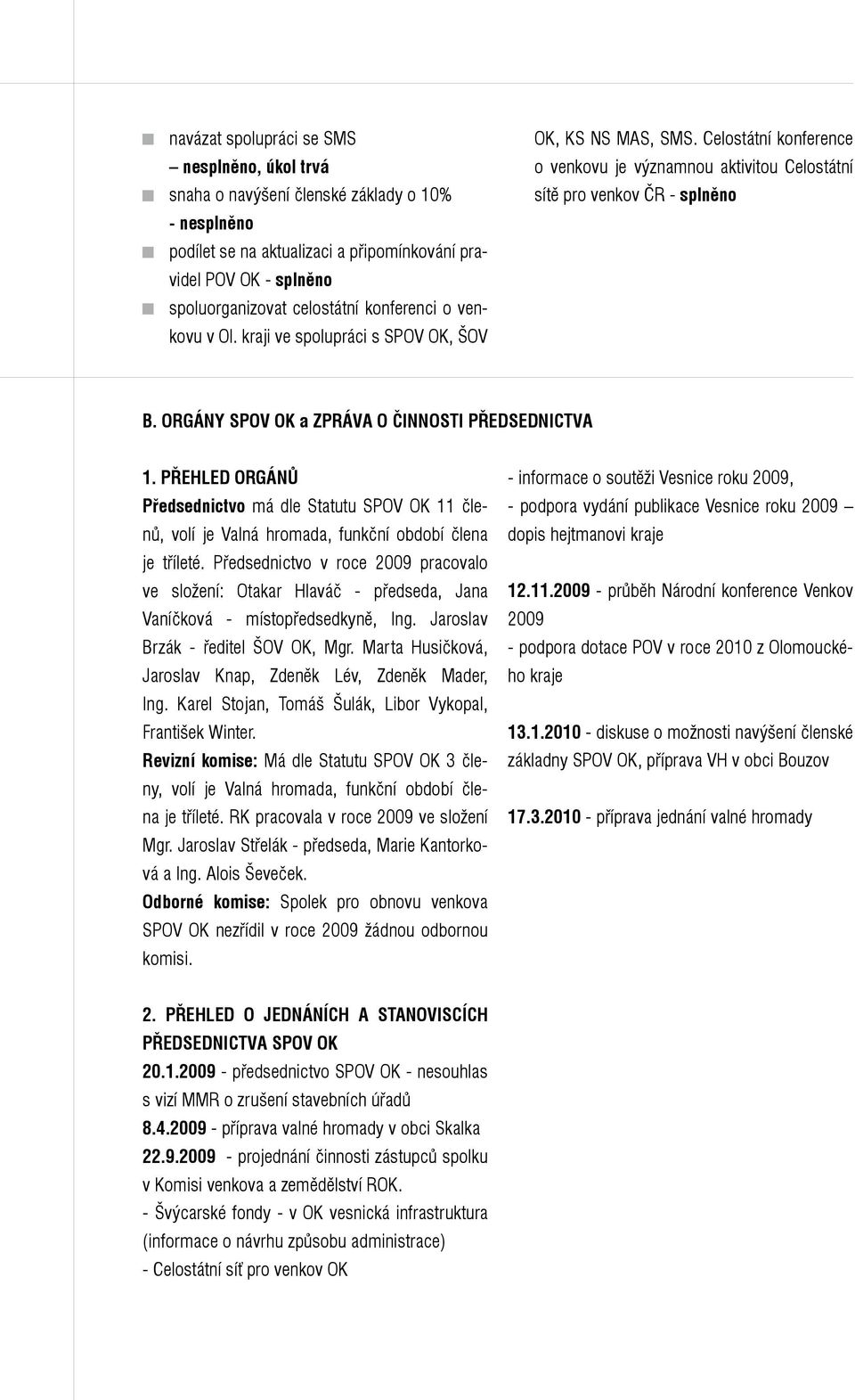 ORGÁNY SPOV OK a ZPRÁVA O ČINNOSTI PŘEDSEDNICTVA 1. PŘEHLED ORGÁNŮ Předsednictvo má dle Statutu SPOV OK 11 členů, volí je Valná hromada, funkční období člena je tříleté.