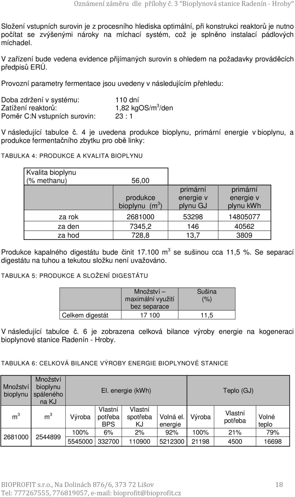 instalací pádlových míchadel. V zařízení bude vedena evidence přijímaných surovin s ohledem na požadavky prováděcích předpisů ERÚ.