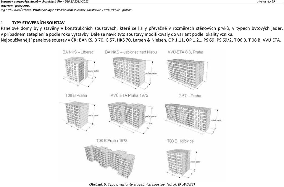 v typech bytových jader, v případném zateplení a podle roku výstavby.