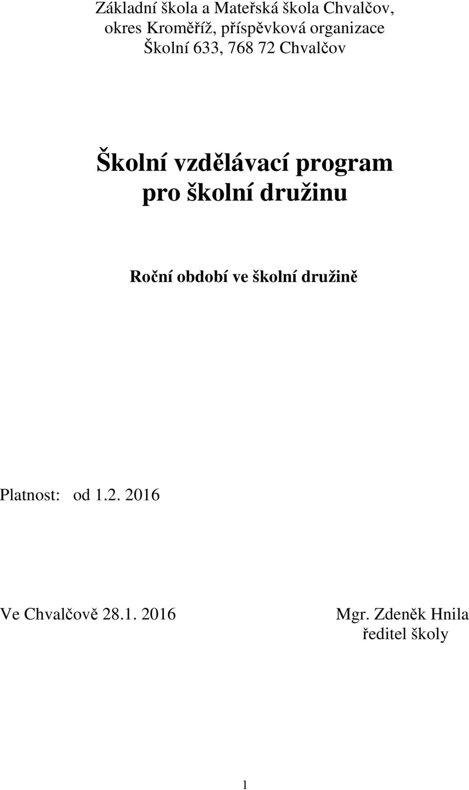 vzdělávací program pro školní družinu Roční období ve školní