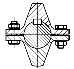 Korýtková spojka Spojka se skládá ze dvou korýtek, která jsou spojena čtyřmi až osmi šrouby.