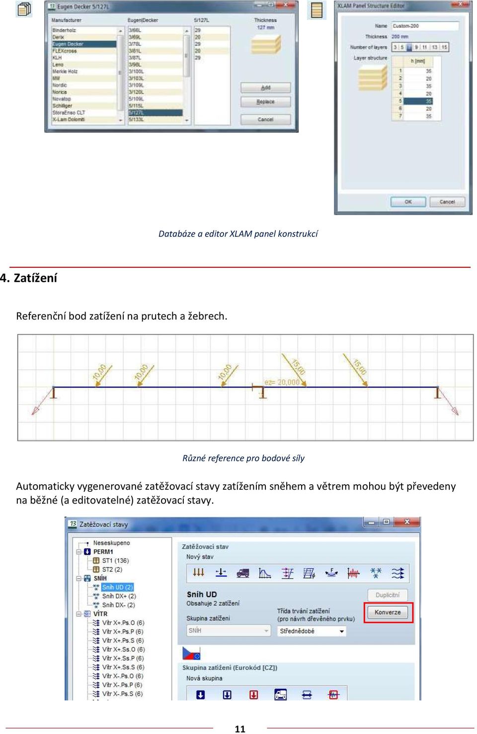 Různé reference pro bodové síly Automaticky vygenerované