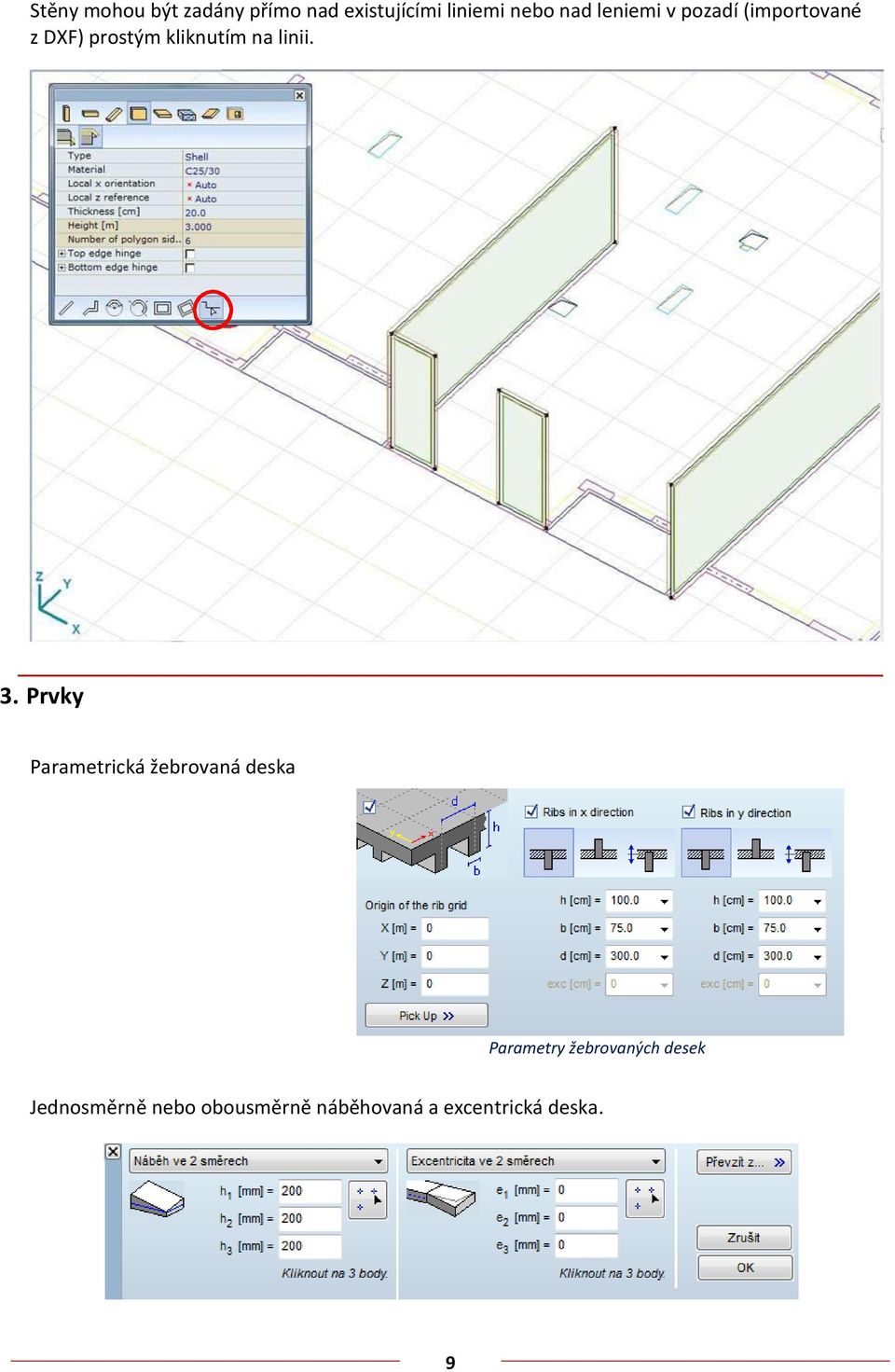 3. Prvky Parametrická žebrovaná deska Parametry žebrovaných