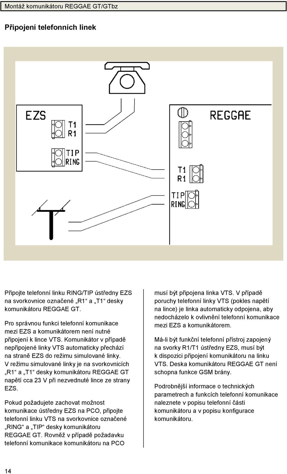 Komunikátor v případě nepřipojené linky VTS automaticky přechází na straně EZS do režimu simulované linky.