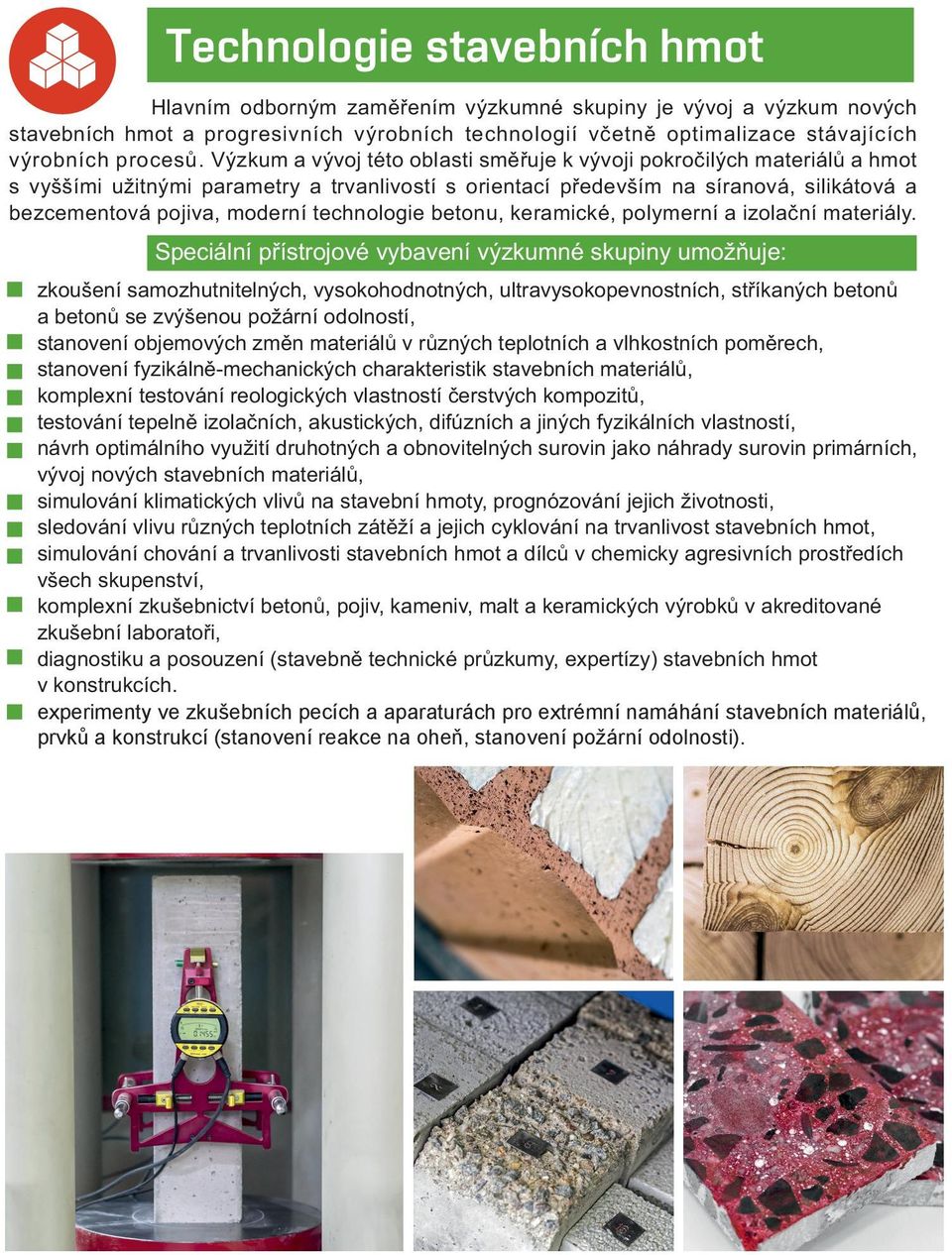 namáhání stavebních materiálů, prvků a