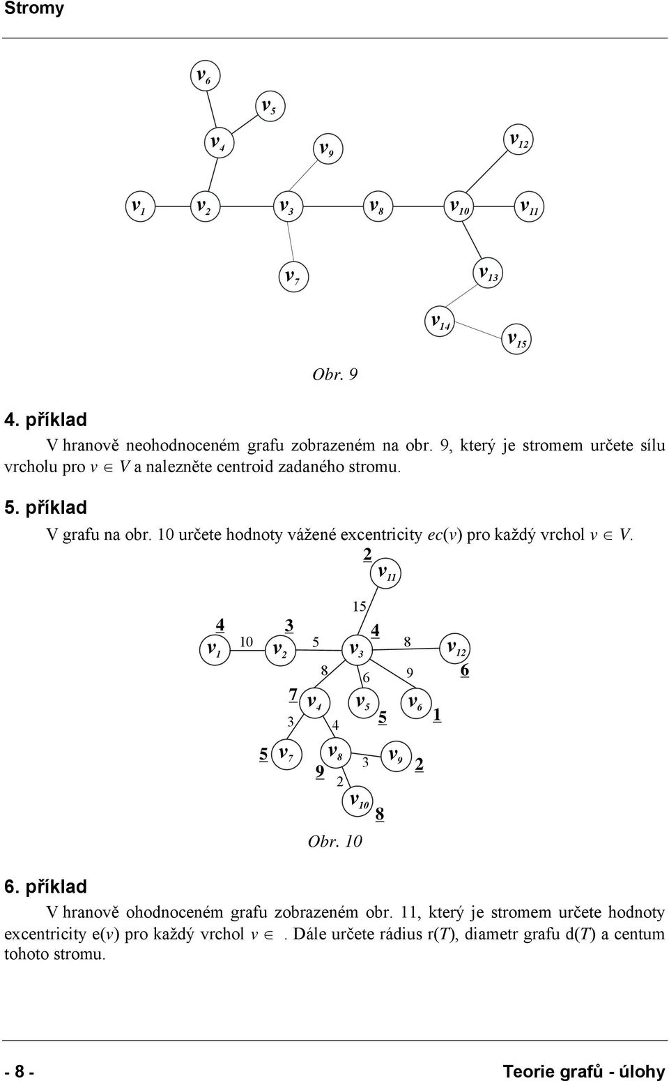 0 určete hodnoty vážené excentricity ec(v) pro každý vrchol v V. v 0 v v v 6 9 6 7 9 Obr. 0 6.