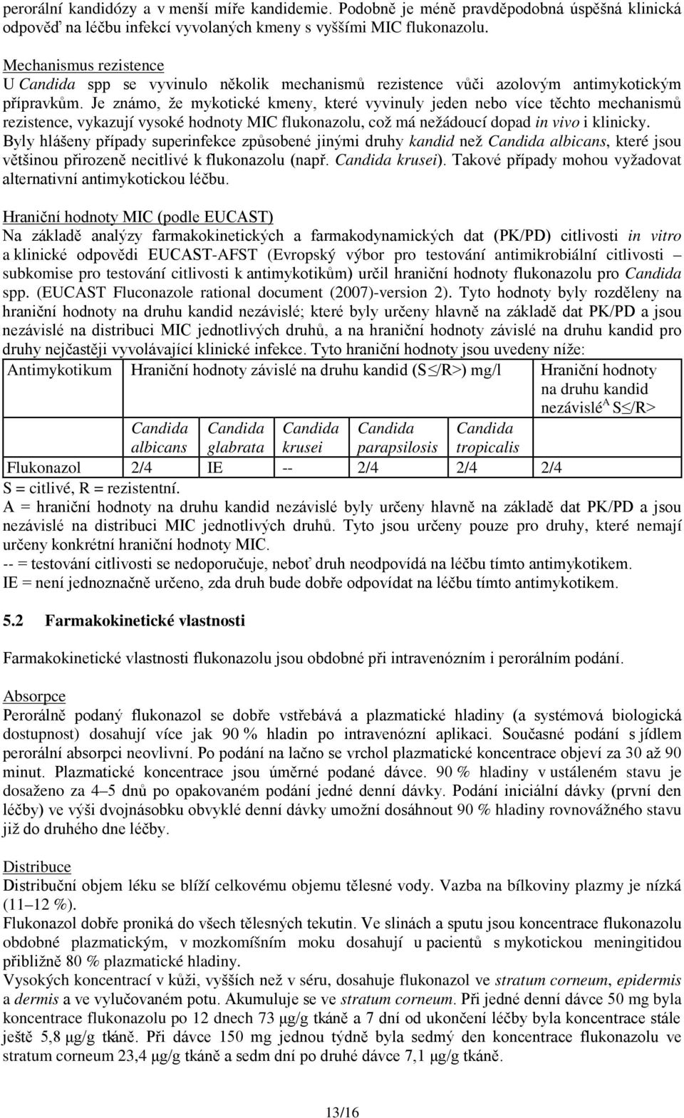 Je známo, že mykotické kmeny, které vyvinuly jeden nebo více těchto mechanismů rezistence, vykazují vysoké hodnoty MIC flukonazolu, což má nežádoucí dopad in vivo i klinicky.