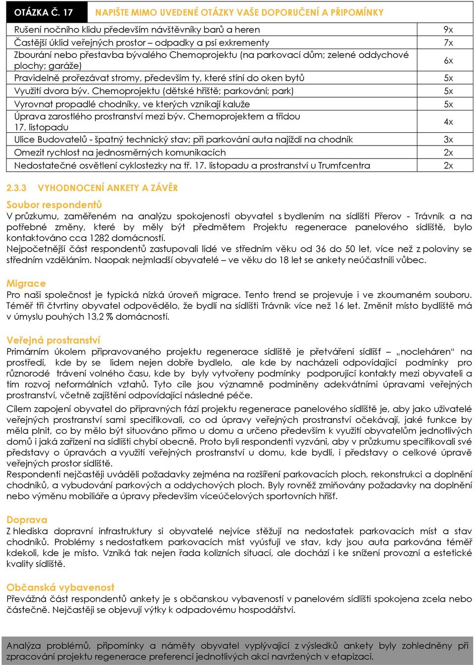 bývalého Chemoprojektu (na parkovací dům; zelené oddychové plochy; garáže) Pravidelně prořezávat stromy, především ty, které stíní do oken bytů Využití dvora býv.