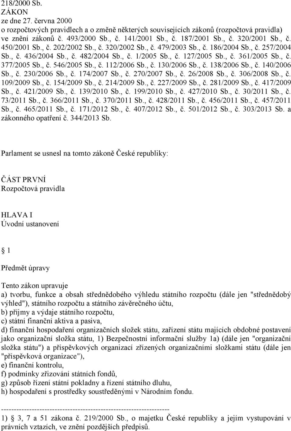 , č. 546/2005 Sb., č. 112/2006 Sb., č. 130/2006 Sb., č. 138/2006 Sb., č. 140/2006 Sb., č. 230/2006 Sb., č. 174/2007 Sb., č. 270/2007 Sb., č. 26/2008 Sb., č. 306/2008 Sb., č. 109/2009 Sb., č. 154/2009 Sb.