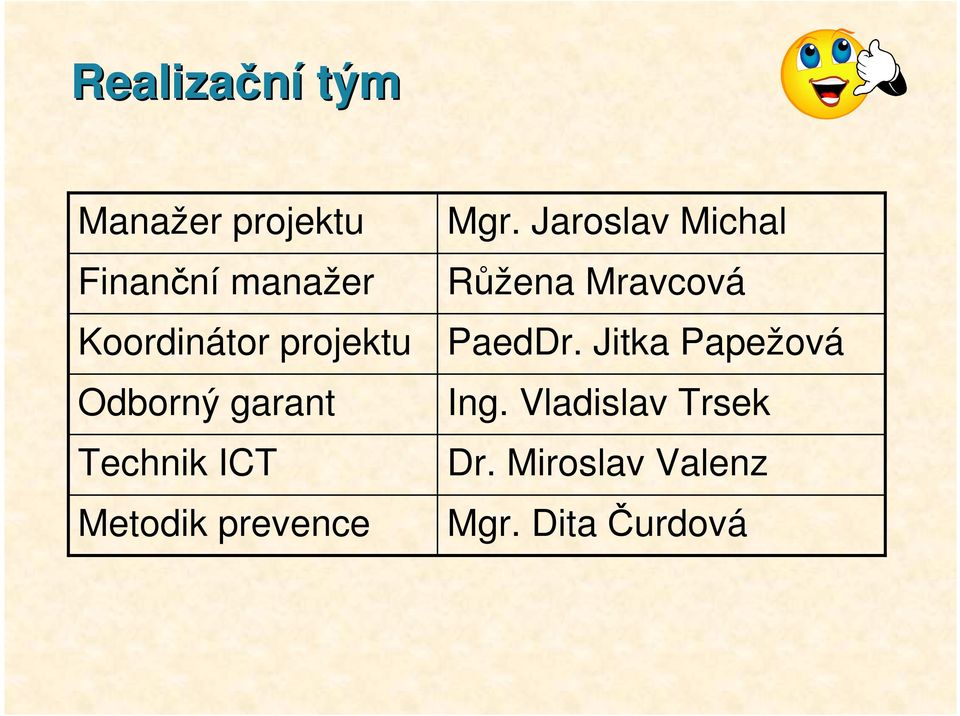 prevence Mgr. Jaroslav Michal Růžena Mravcová PaedDr.