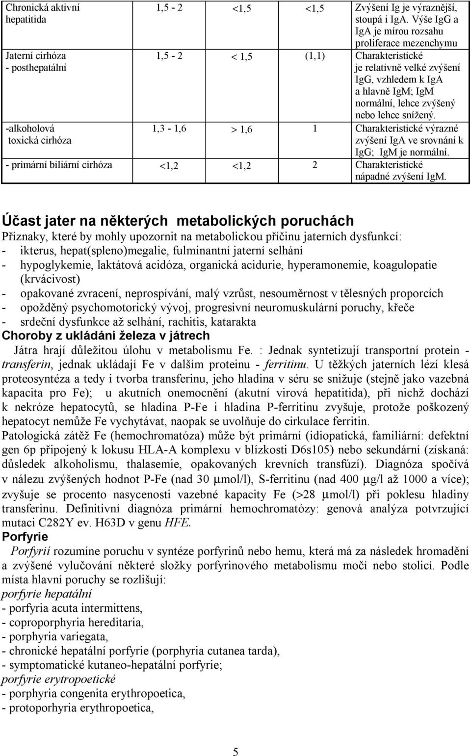 1,3-1,6 > 1,6 1 Charakteristické výrazné zvýšení IgA ve srovnání k IgG; IgM je normální. - primární biliární cirhóza <1,2 <1,2 2 Charakteristické nápadné zvýšení IgM.