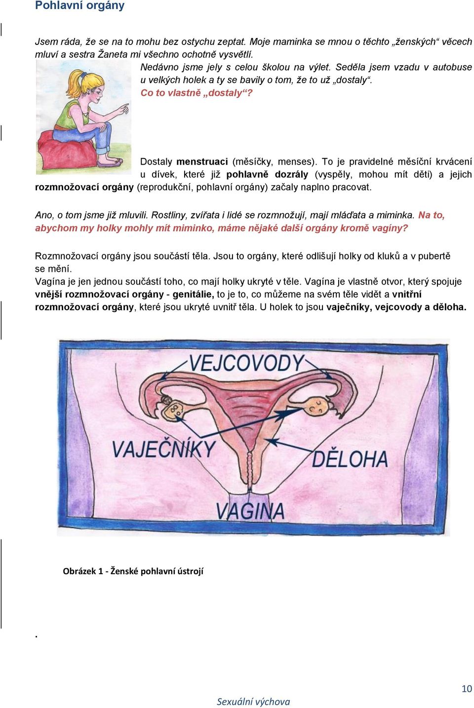 To je pravidelné měsíční krvácení u dívek, které již pohlavně dozrály (vyspěly, mohou mít děti) a jejich rozmnožovací orgány (reprodukční, pohlavní orgány) začaly naplno pracovat.