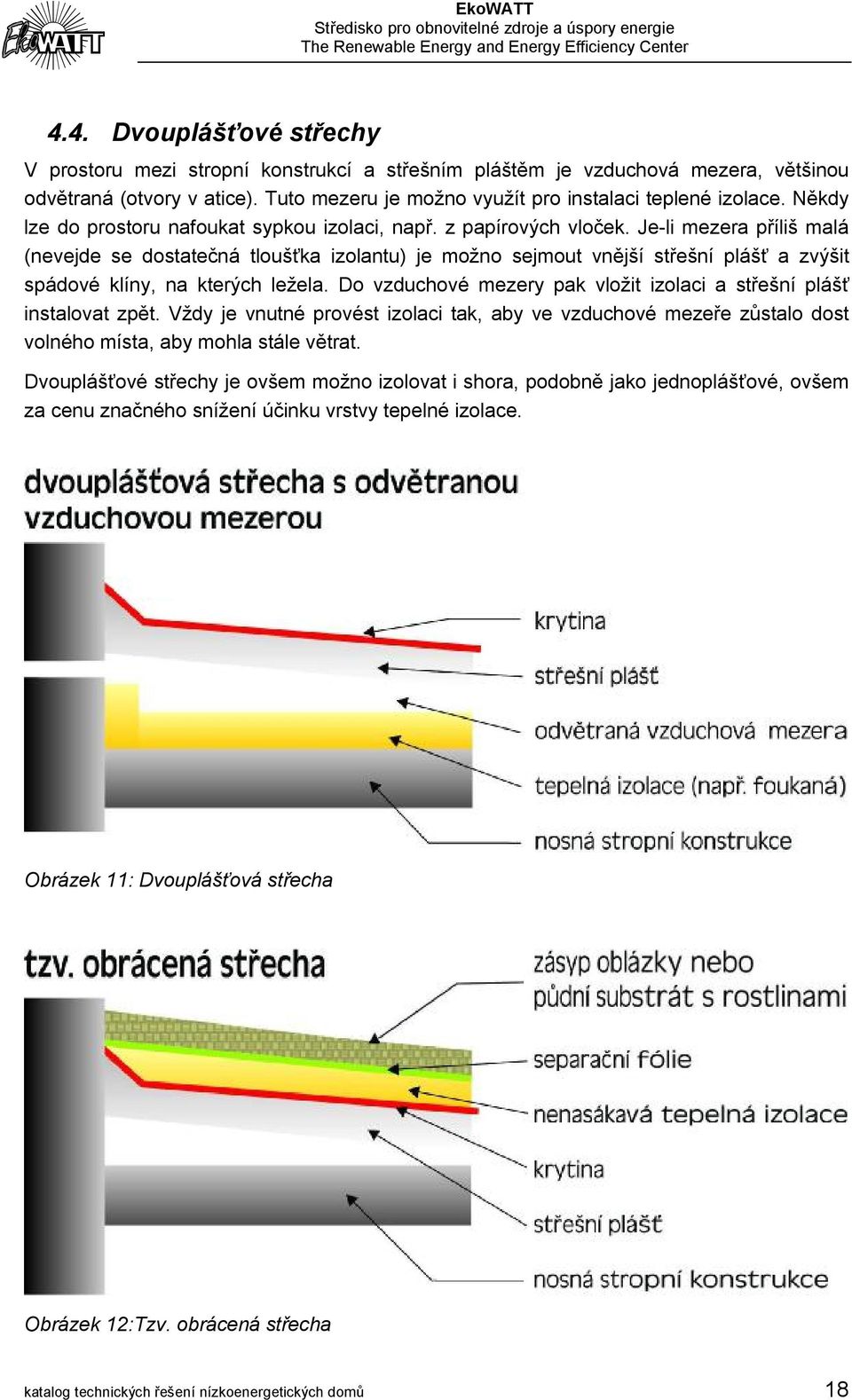 Je-li mezera příliš malá (nevejde se dostatečná tloušťka izolantu) je možno sejmout vnější střešní plášť a zvýšit spádové klíny, na kterých ležela.