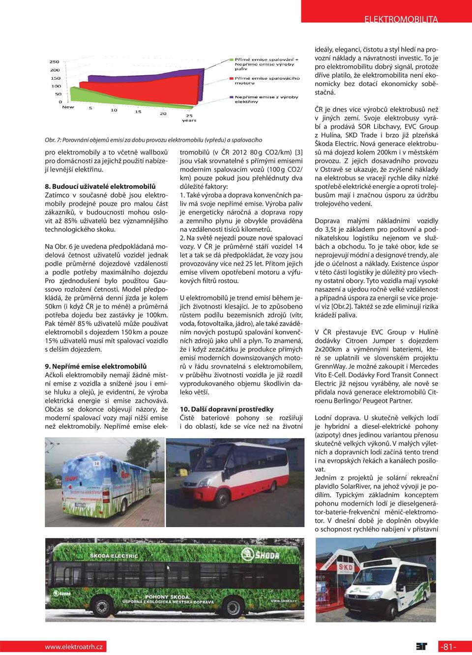 7: Porovnání objemů emisí za dobu provozu elektromobilu (vpředu) a spalovacího pro elektromobily a to včetně wallboxů pro domácnosti za jejichž použití nabízejí levnější elektřinu. 8.