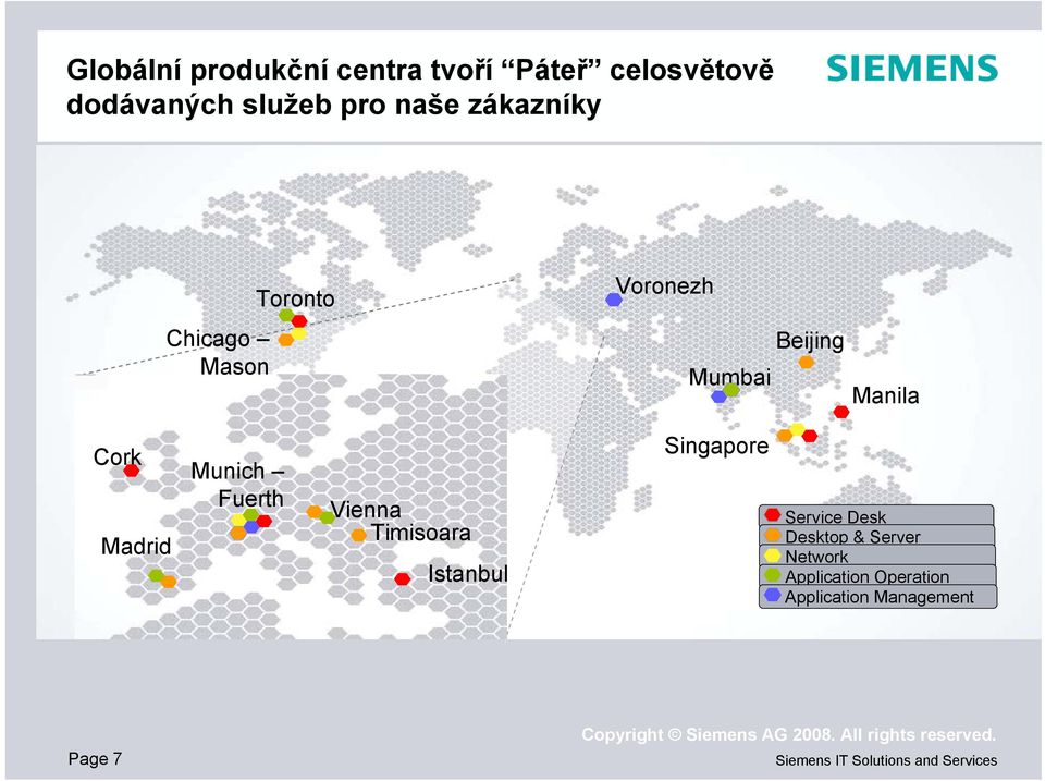 Fuerth Vienna Timisoara Istanbul Singapore Service Desk Desktop & Server Network