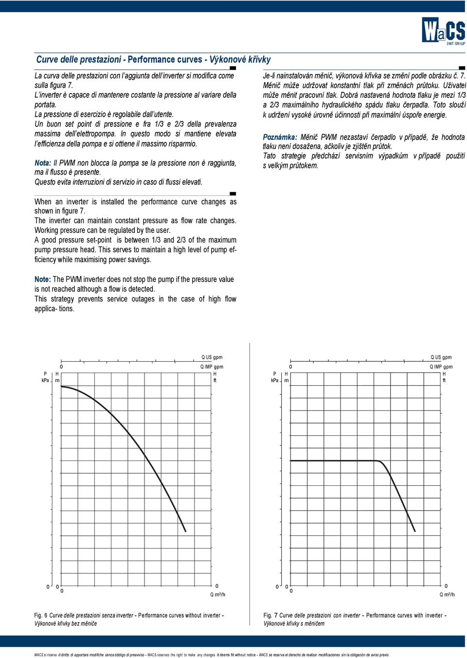 Un buon set point di pressione e fra 1/3 e 2/3 della prevalenza massima dell elettropompa. In questo modo si mantiene elevata l efficienza della pompa e si ottiene il massimo risparmio.